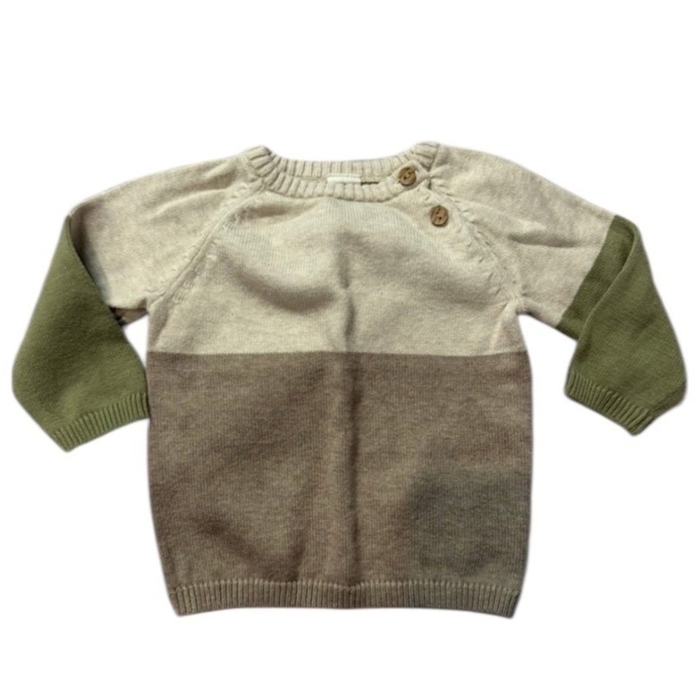 Colorblock Sweater with Button Detail